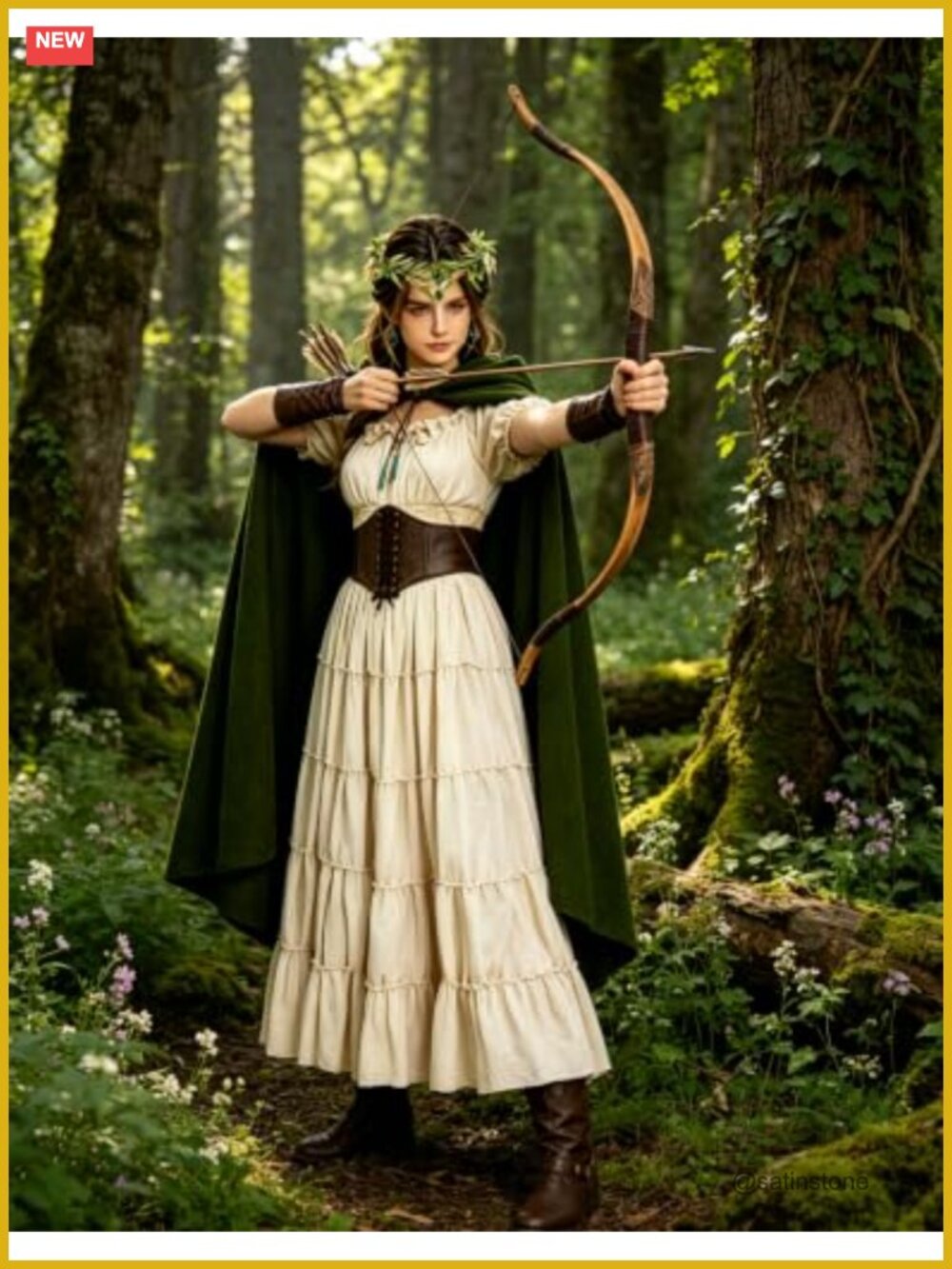 Medieval Renaissance Costume Set Women Elf Cosplay LARP Dress - Picture 5 of 6